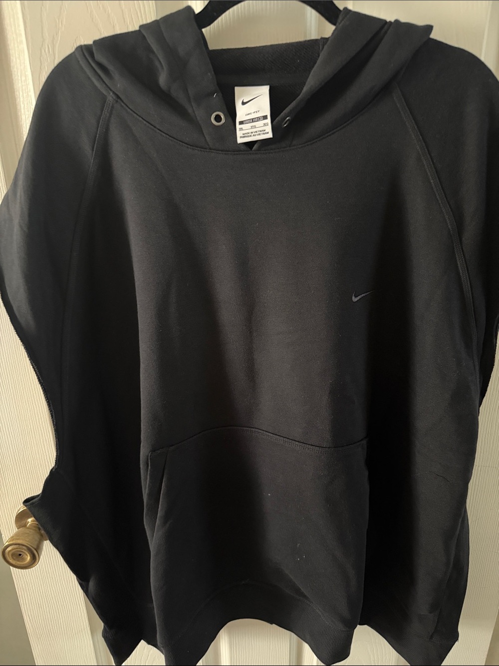 Nike Club Black Sleeveless Hooded Pullover with Subtle Swoosh- Never Worn